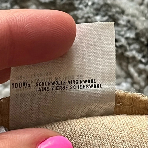 Vintage Bleyle Skirt midi long virgin Wool tan pull on Stretch Waist 14 - Picture 3 of 8